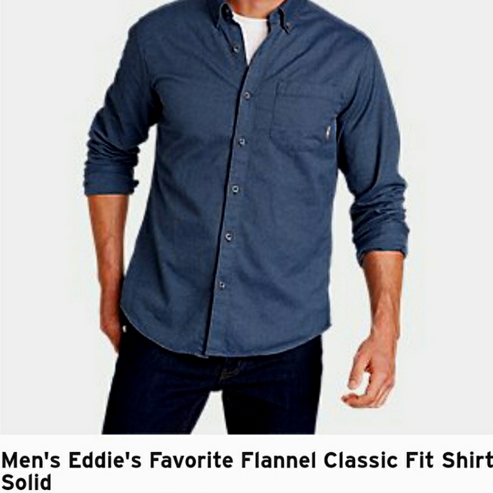 Men's Eddie Bauer Flannel classic fit button down - navy - Picture 8 of 11